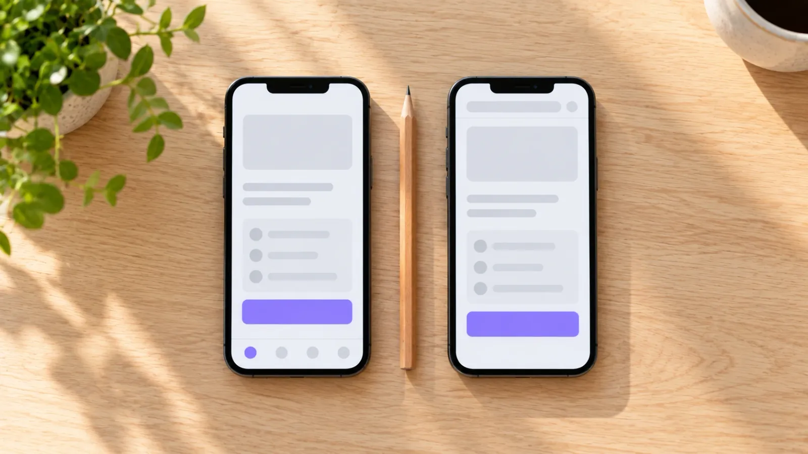 To like mobiler: den ene viser en app, den andre det samme innholdet som nettside i nettleseren