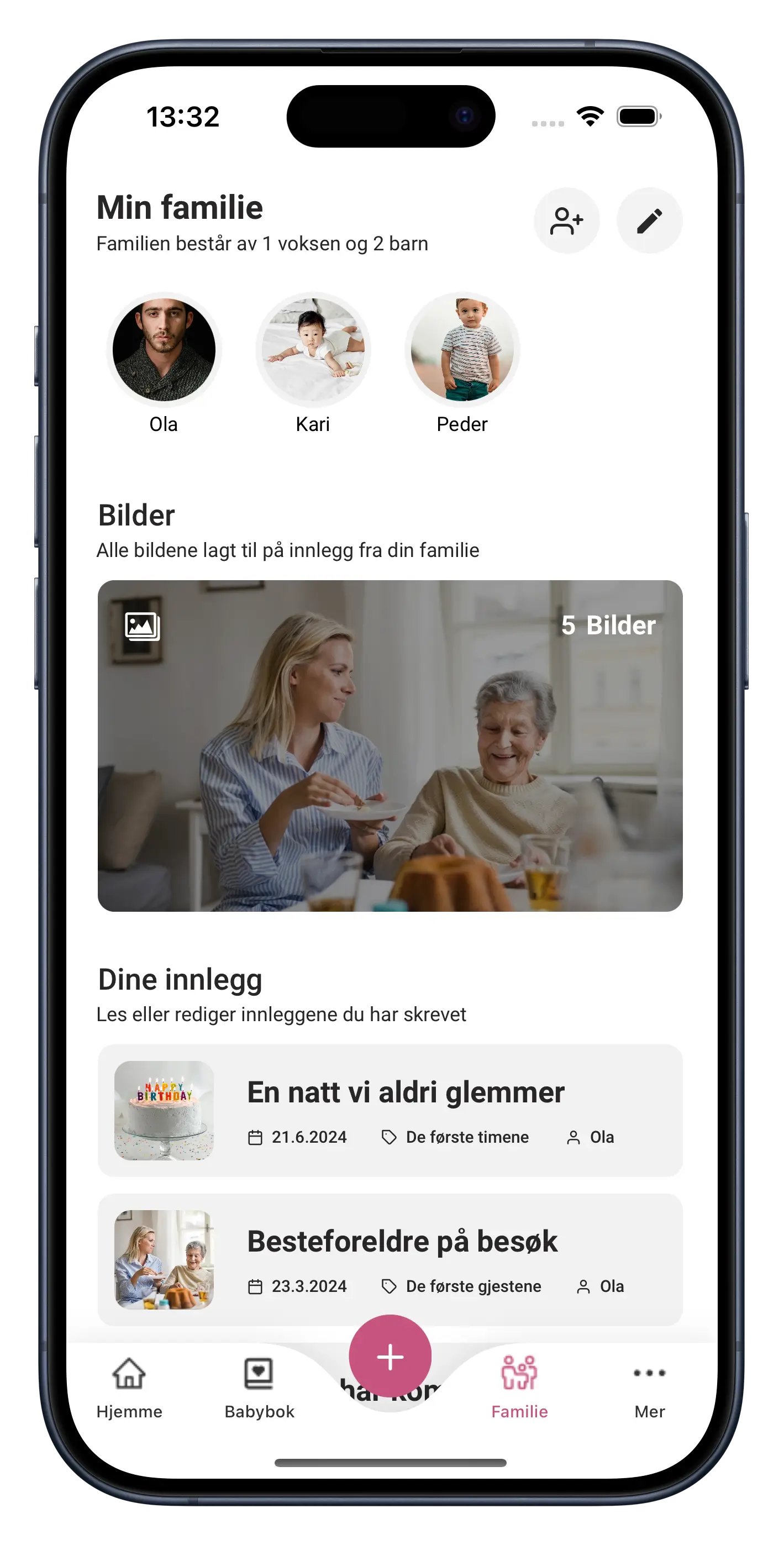 Babyboken-appens familieside